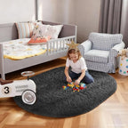 Ophanie 3x5 Oval Black Rugs for College Dorm, Bedroom Small Area Rug, Non-Slip - Image 3