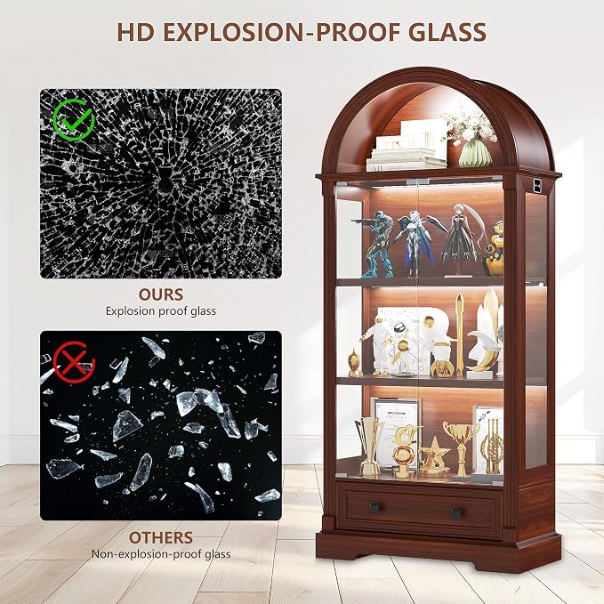 Dystler Curio Cabinet with Glass Doors, 4-Tier Display Case - Image 7
