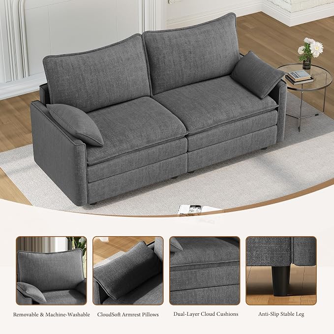 Vesgantti 74" Loveseat Sofa for Living Room, Comfy Cloud Couch Deep Seat - Image 5