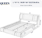 Allewie Queen Bed Frame with Iron Piece Decor, Faux Leather Upholstered - Image 2