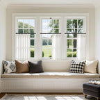 Beige White Linen Pleated Curtains 30 Inch Length Light Filtering | Semi Sheer - Image 7