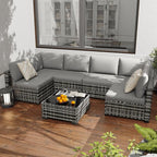 KIGOTY Patio Furniture Set, 7 Pieces Modular Outdoor Sectional Sofa, PE Rattan by KIGOTY
