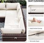 UPHA 9 Pieces Patio Furniture Sets, Wicker Outdoor Sectional Sofa Couch - Image 5