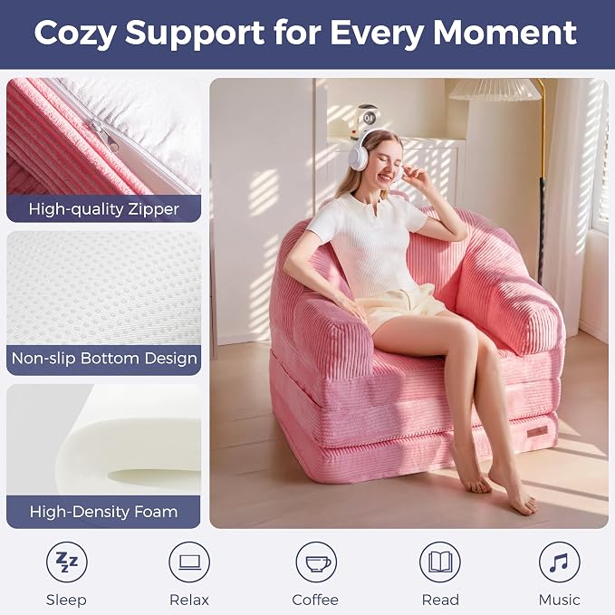MAXYOYO Folding Sofa Bed with Backrest, Boneless Fold Out Couch Bed with Handle - Image 7