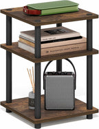 Furinno Turn-N-Tube Side Table, 3-Tier Square Modern End Table, Toolless Open by Furinno-FitsYourSpaceFitsYourBudget