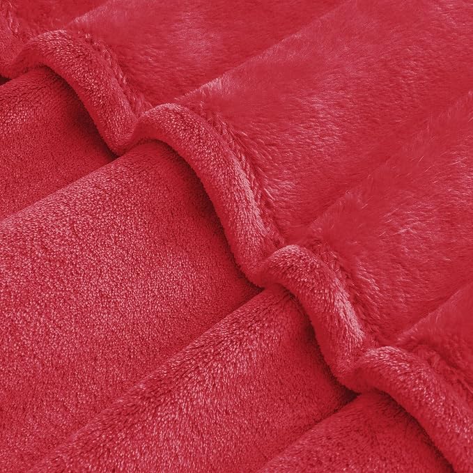 BEDELITE Fleece Blanket Soft Plush Oversized Bed Blanket Red 120"x120" | Ultra - Image 4