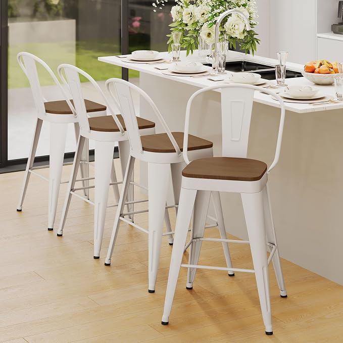 Andeworld Metal Bar Stools Set of 4, 26 inch Counter Height Barstools - Image 5