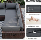 UPHA 7 Pieces Patio Furniture Sets, Wicker Outdoor Sectional Sofa Couch - Image 5
