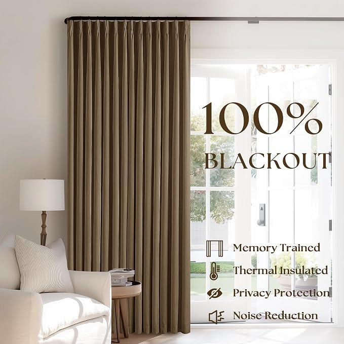 Dutch Cocoa Pleated Black Out Linen 45 Inch Curtains - Image 3
