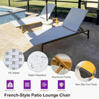 PURPLE LEAF Patio Chaise Lounge French Outdoor Lounger 1 Piece Wood-Grain - Image 3