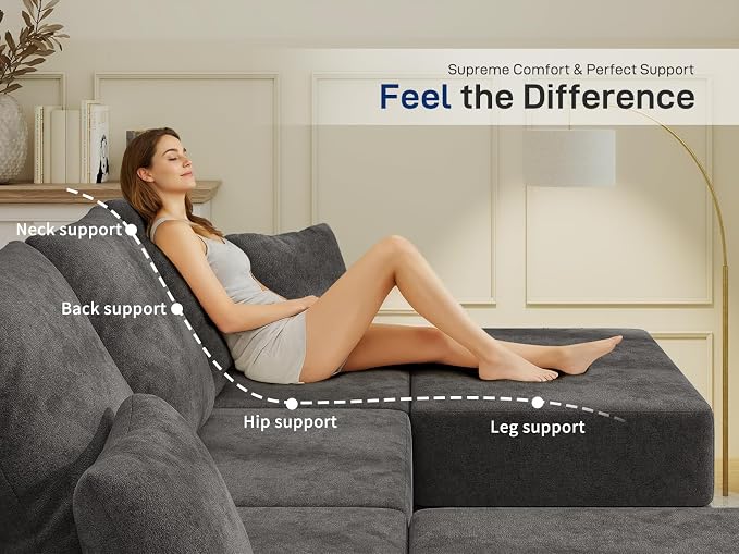 Living&Giving 101" U-Shaped Cloud Sectional Couch - Image 4