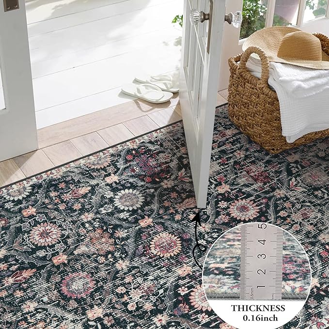 Lahome Moroccan Round Area Rugs, Washable Small Round Rug 3ft Non-Slip | - Image 3