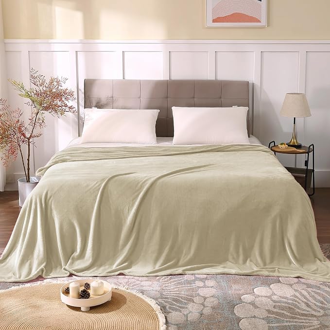 BEDELITE Fleece Blanket Soft Plush Queen Size Bed Blanket Linen 90"x90" | Ultra - Image 3