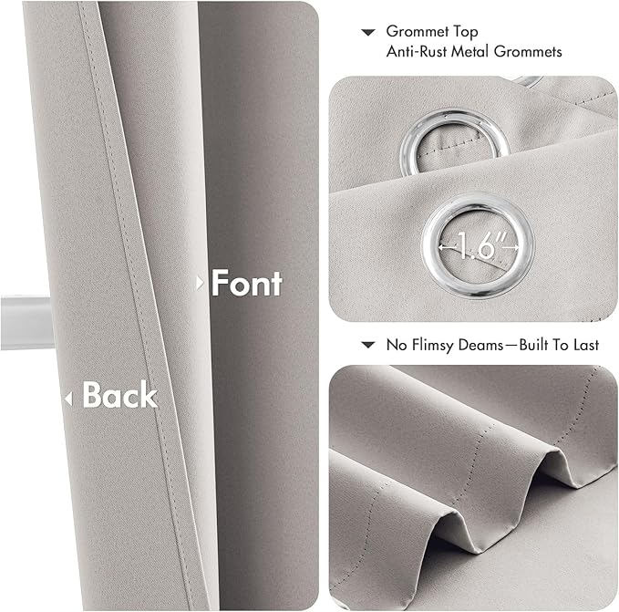 MIULEE Blackout Curtains for Bedroom 2 Panels 40 x 45 Inch Long Cobblestone | - Image 4