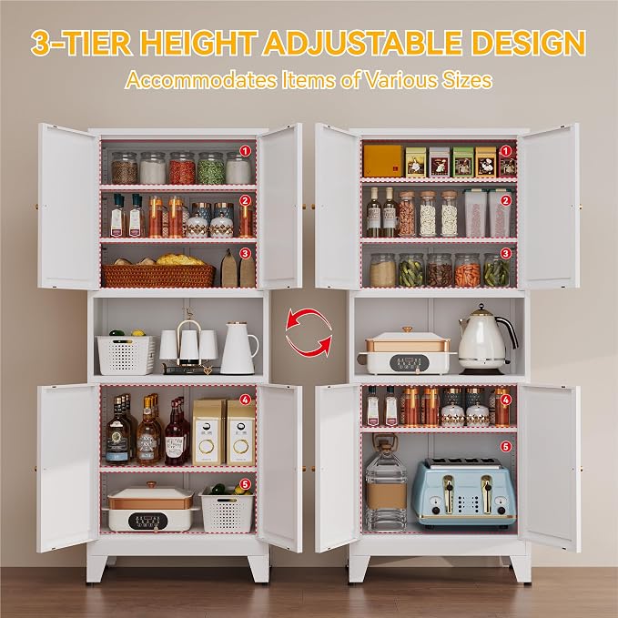 YAUWOH 69" Tall Metal Pantry Cabinet - Image 6