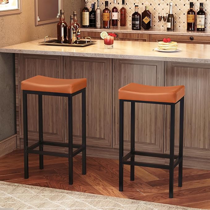 HOOBRO Bar Stools, Counter Height Stools, Saddle Barstools - Image 4