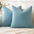 MIULEE Smoke Blue Chenille Couch Euro Throw Pillow Covers, 22x22 | Set of 2 by MIULEE