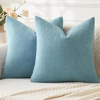 MIULEE Smoke Blue Chenille Couch Throw Pillow Covers, 20x20 | Set of 2 by MIULEE