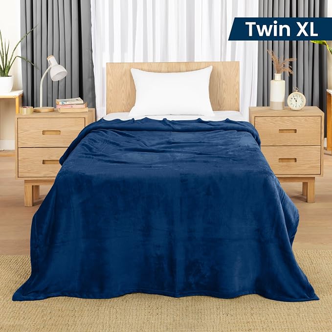 Utopia Bedding Ultra Soft Fleece Bed Blanket Twin XL Size Navy | College Dorm - Image 2