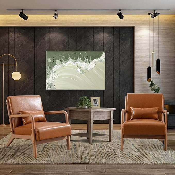 INZOY Mid-Century Modern Accent Chair Set of 2, PU Leather Reading Armchair by INZOY