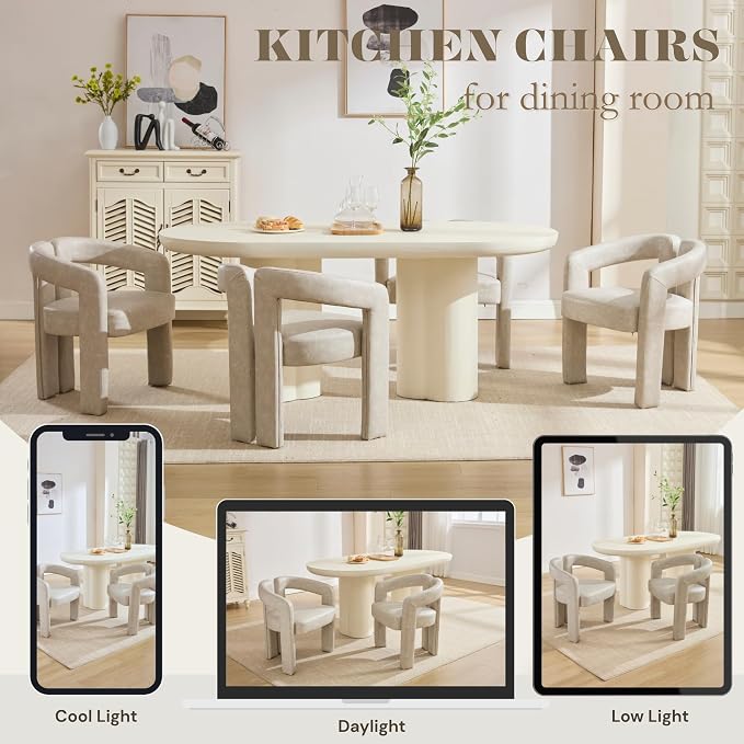 Hyfirm Upholstered Barrel Dining Chairs Set of 4, PU Leather Accent Kitchen - Image 8