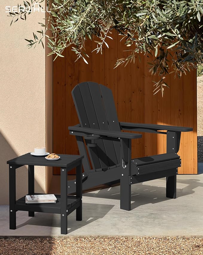 SERWALL 2-Tier HDPE Outdoor Side Tables Set of 2, Weatherproof Rectangular - Image 7