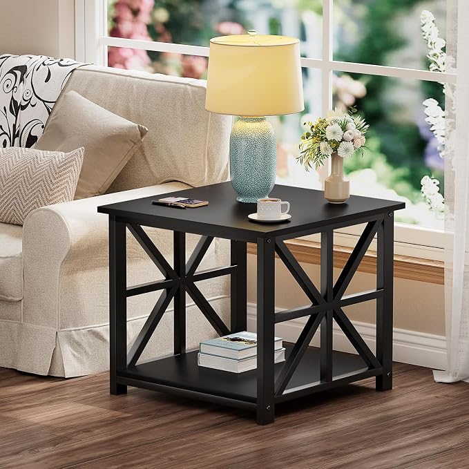 GreenForest End Table with 2-Tier Storage Shelf, 19.7 inch Side Table - Image 8