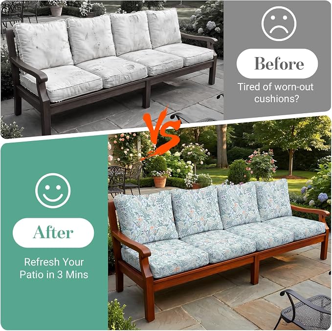 8Pcs Patio Cushion Covers Stretch Outdoor Furniture Protector Slipcovers | - Image 5