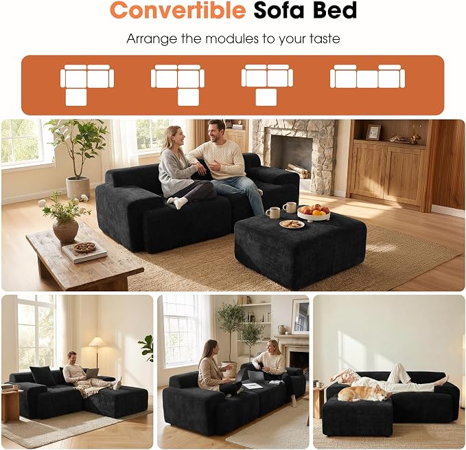 83.5" Boneless Loveseat with Ottoman, Cloud Comfy Couches - Image 8