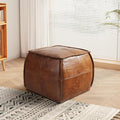 Leather Ottoman, Handmade Stuffed Square Ottoman, Genuine Leather Pouf by DIVANUS