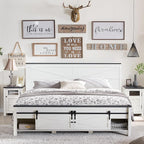 JXQTLINGMU King Farmhouse Wood Bed Frame by JXQLINGMUFurniture