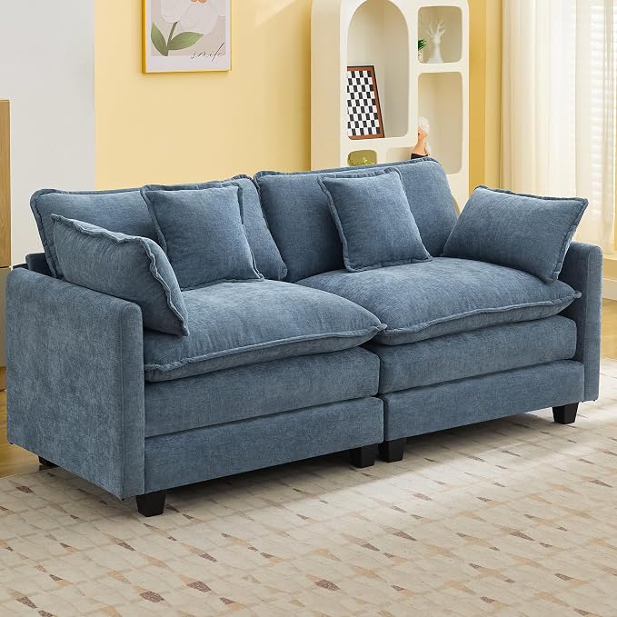 76'' Cloud Deep Seat Loveseat, Upholstered Chenille Modular 2-Seats Sectional - Image 7