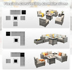 ovios 7 Pieces Patio Furniture Set, Outdoor Wicker Sectional Sofa - Image 2