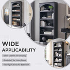 IFGET 76" Tall Arched Bookcase, Farmhouse 5 Tiers Large Arched Bookshelf Cabinet - Image 4