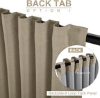 Faux Linen Total Blackout Sliding Door Curtains 108 Inches Long Plaza Taupe | - Image 3