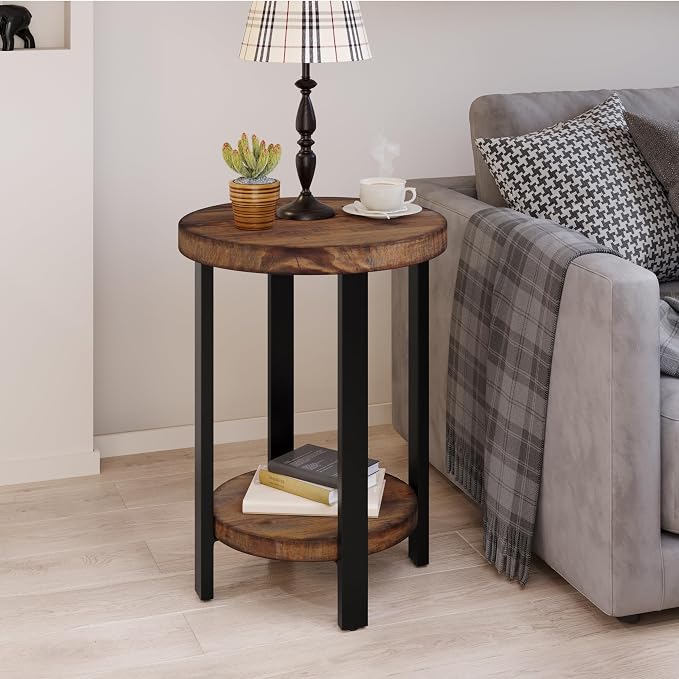 Alaterre Furniture Pomona Living Room 2-Tier Solid Wood Small Round End Table - Image 2