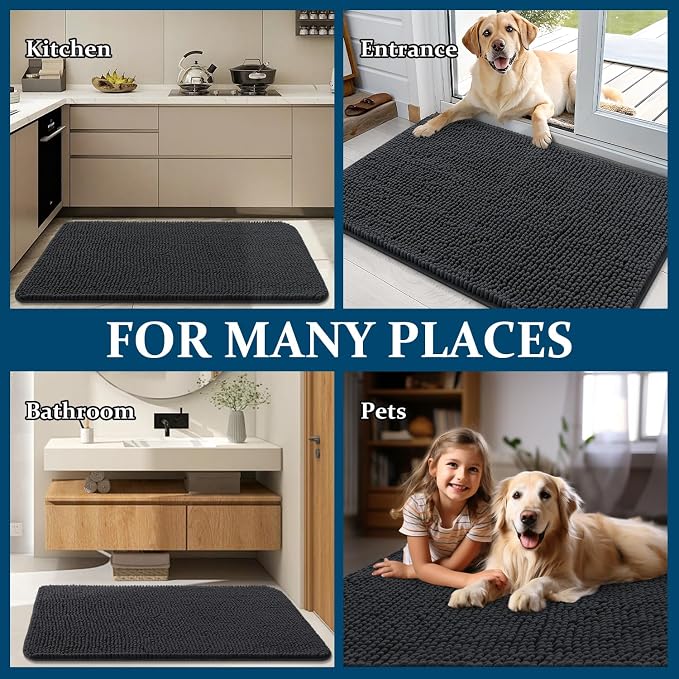 OLANLY Dog Door Mat for Muddy Paws 40x32, Super Absorbent Chenille Mud Mat | - Image 8