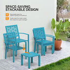 VINGLI 3-Piece Outdoor Bistro Set, Stackable Modern Metal Steel Table and Chairs - Image 3
