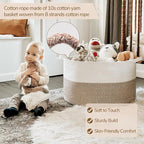 INDRESSME Large Laundry Basket, 21.7'' x 13.8'' Cotton Rope Blanket Basket - Image 2