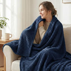 Exclusivo Mezcla Soft Waffle Fleece Bed Blanket Twin Size, Cozy Fluffy Design - Image 2
