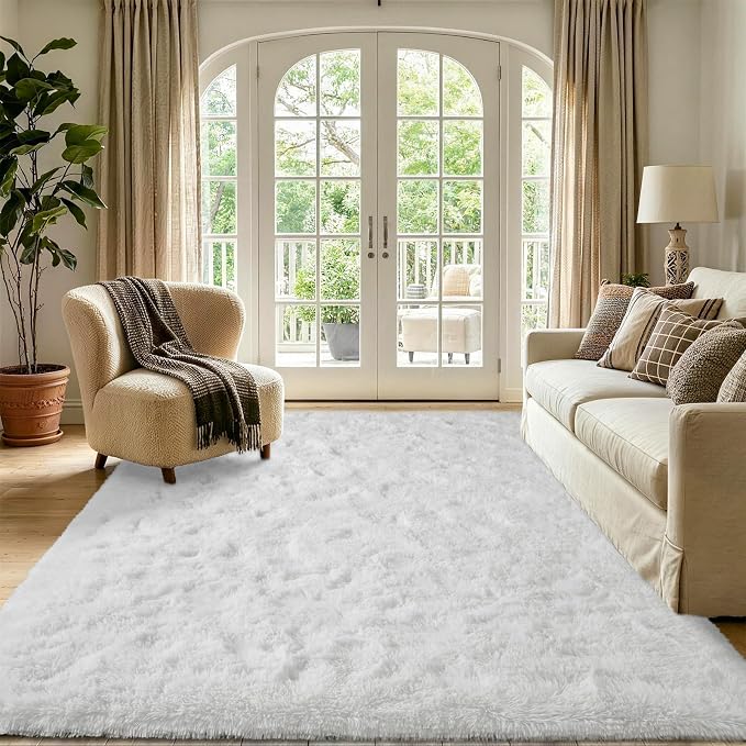 5x7 White Fluffy Soft Area Rug Non-Slip - Image 2