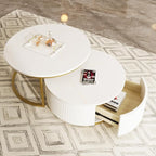 Modern Round Nesting Coffee Table Fluted - Image 4