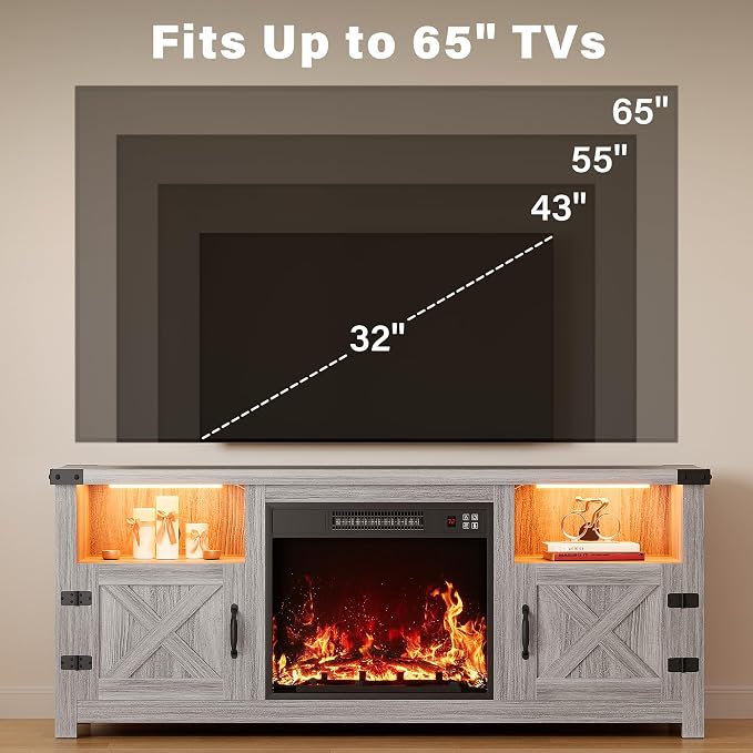 YESHOMY LED Fireplace TV Stand - Image 12