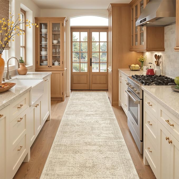 Soalmost Washable 3x10 Hallway Runner Rug Non-Slip Kitchen Entry Rugs Beige | - Image 3