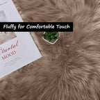 Goolela Beige Circle Faux Fur Rug 3ft Fuzzy Furry Small Round Sheepskin Rug - Image 4