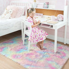 Amdrebio Rainbow Unicorn Pastel Cute Area Rug 4x6 - Image 3