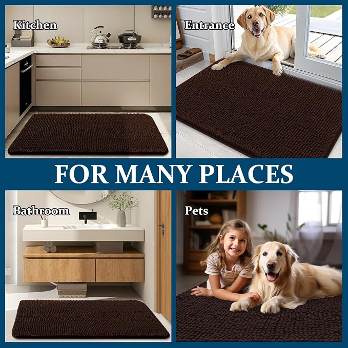 OLANLY Dog Door Mat for Muddy Paws 44x24, Super Absorbent Chenille Mud Mat | - Image 8