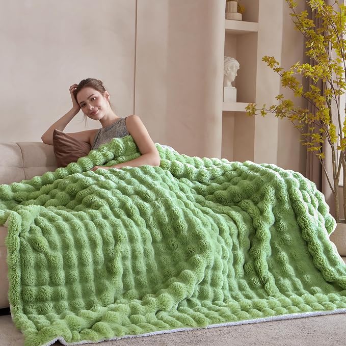 60x80 Inches Ultra-Soft Fuzzy Faux Fur Plush Twin Size Blanket - Image 4