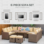 Outsunny 6 Piece Patio Furniture Set, PE Wicker Outdoor Furniture Conversation - Image 6