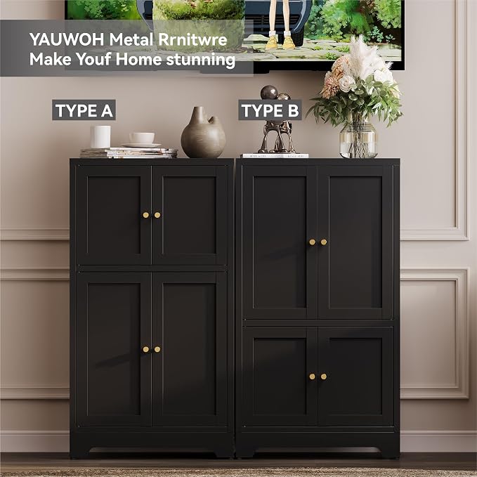 YAUWOH Bathroom Floor Cabinet, Metal Storage Cabinet - Image 4